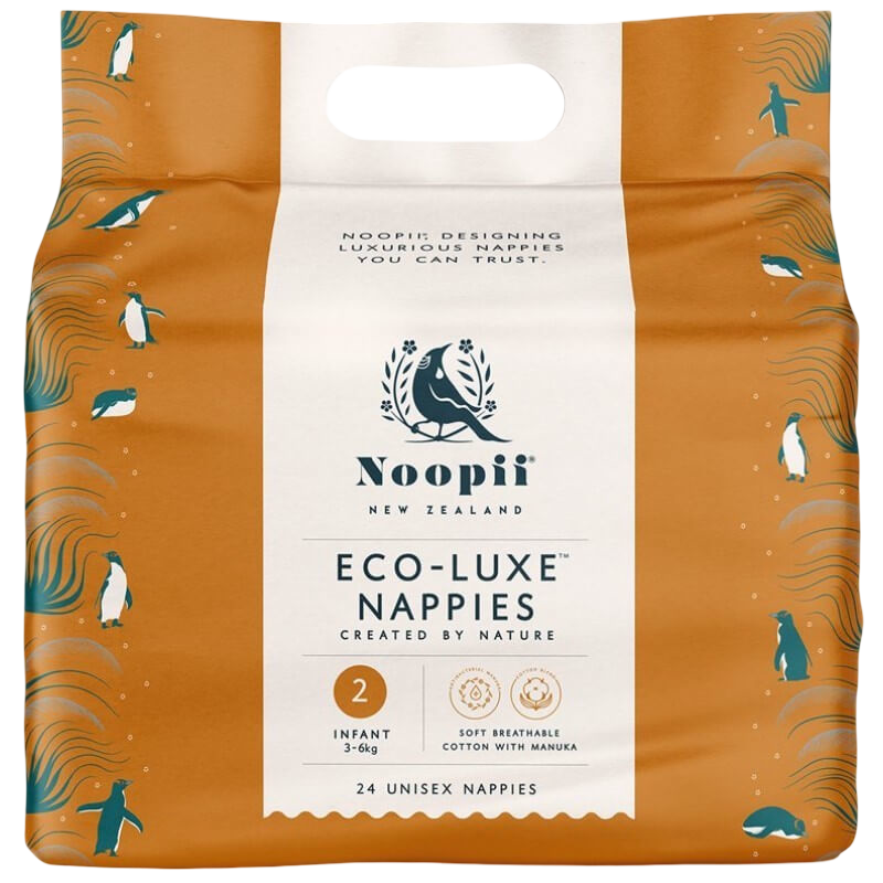 Noopii Eco-Luxe Nappies - Infant Size 2 (3-6 kg) - 24s