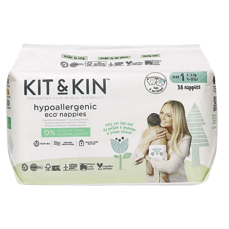 Kit & Kin Eco Nappies Size 1 (2-5 kgs) - 38 per pack