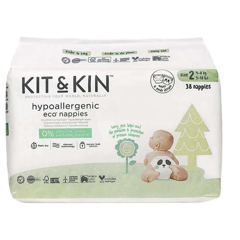 Kit & Kin Eco Nappies Size 2 (4-8 kgs) - 38 per pack