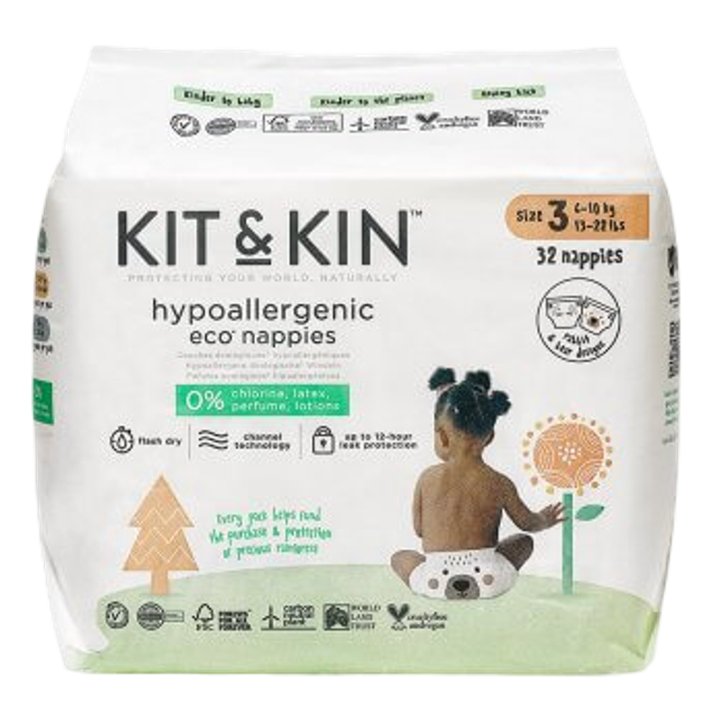 Kit & Kin Eco Nappies Size 3 (6-10 kgs) - 32 per pack