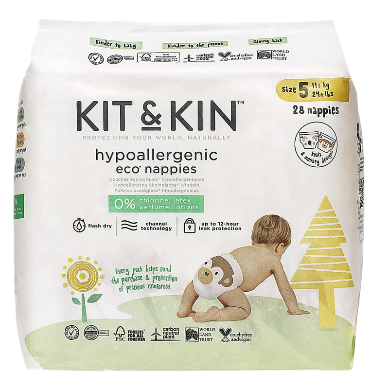 Kit & Kin Eco Nappies Size 5 (11 kg+) - 28 pc