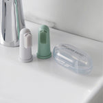 Matchstick Monkey Finger Toothbrush With Portable Case - Grey & Mint Green