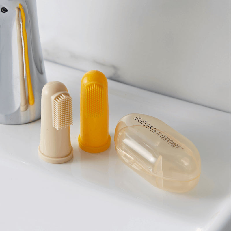 Matchstick Monkey Finger Toothbrush With Portable Case - Lion & Giraffe