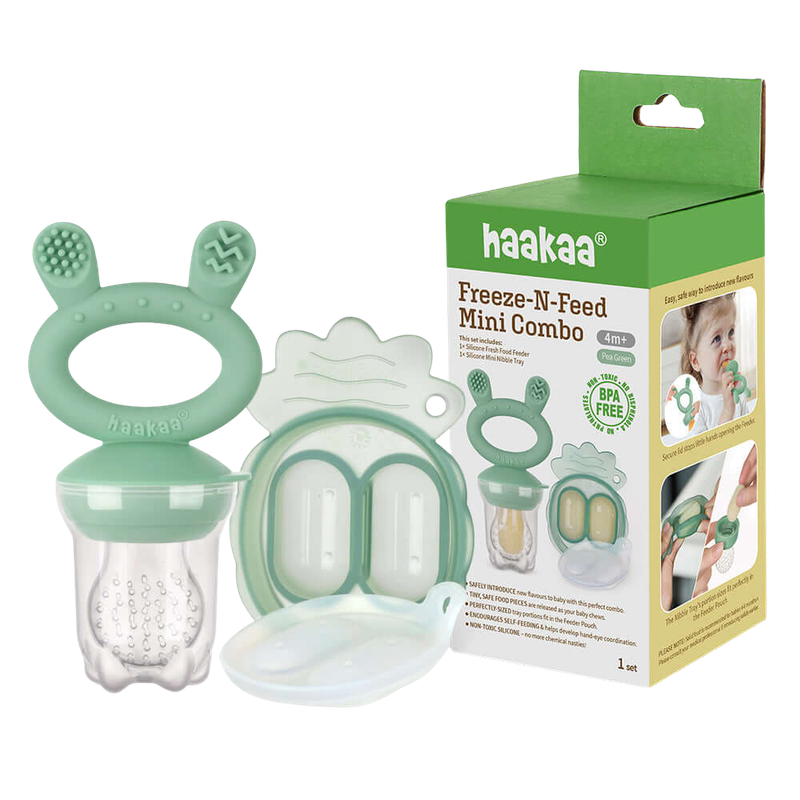 Haakaa Freeze-N-Feed Mini Combo - Pea Green Feeder + Pea Green Tray