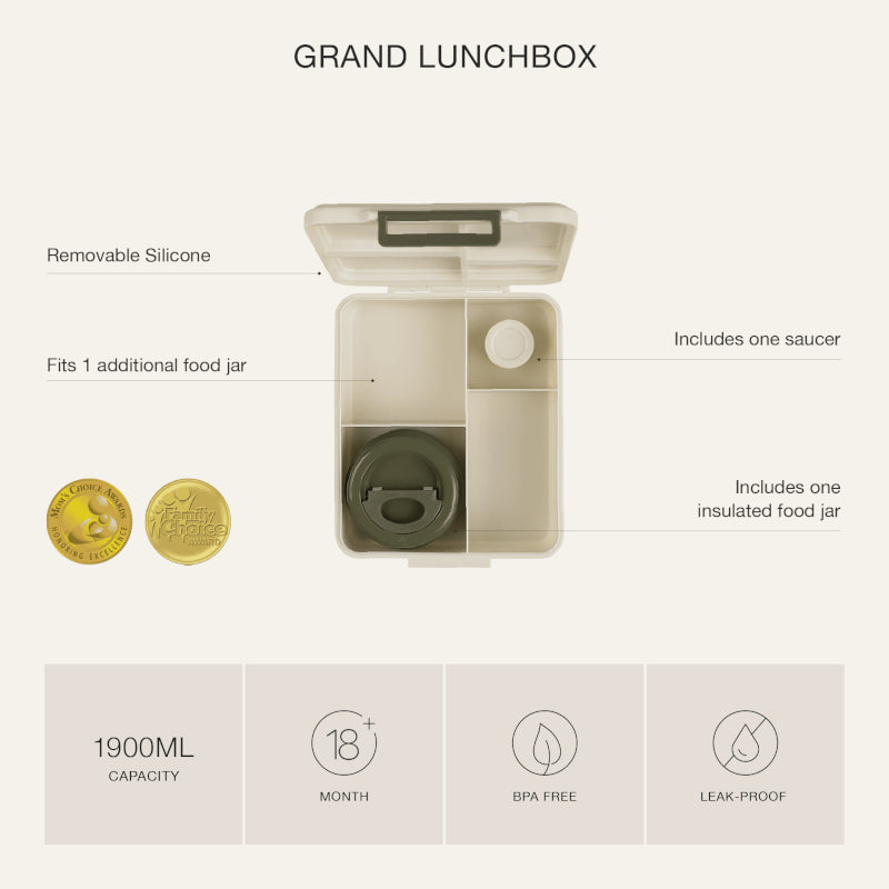 Citron Grand Lunch Box with 4 Compartments and Food Jar - Cherry