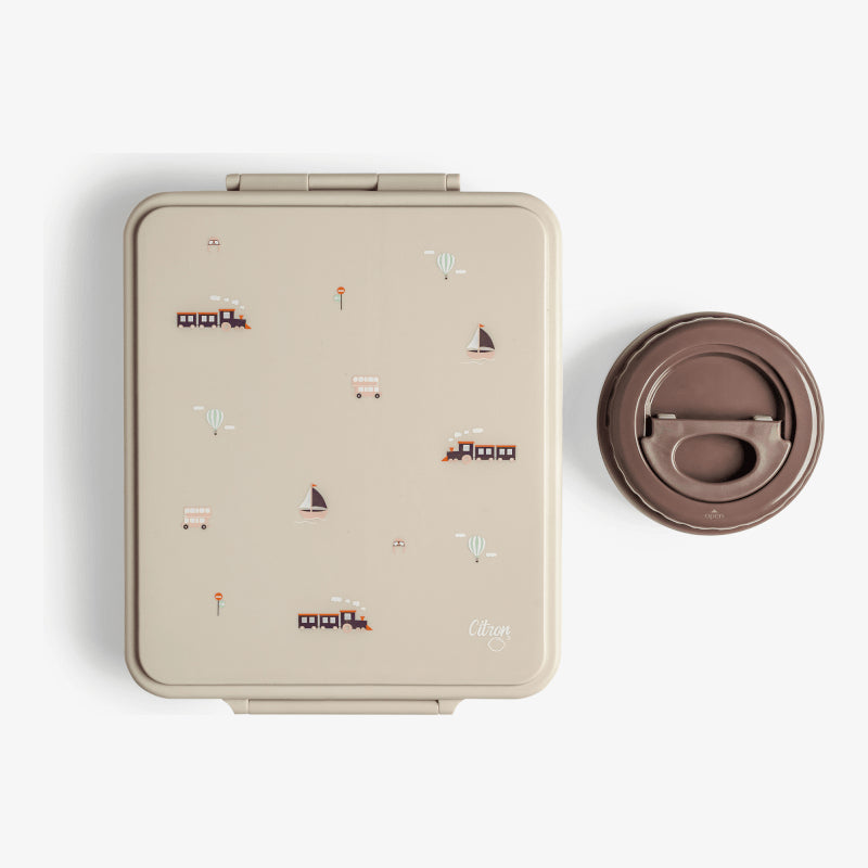 Citron Grand Lunch Box with 4 Compartments and Food Jar - Vehicles