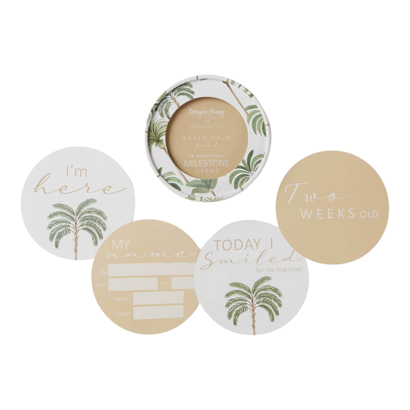 Snuggle Hunny Green Palm & Sand Reversible Milestone Cards