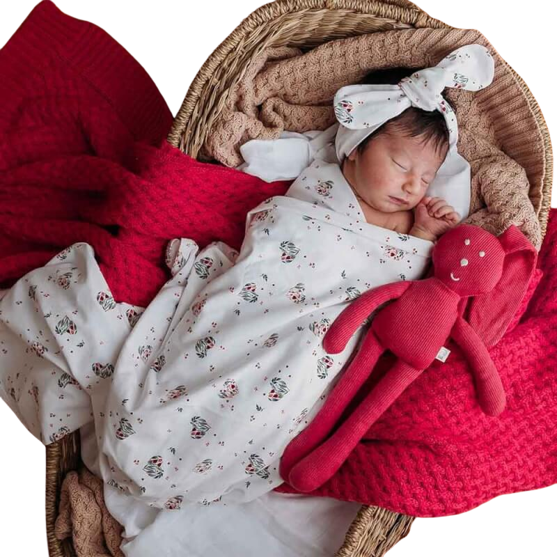 Snuggle Hunny Heart Organic Jersey Wrap & Topknot Set