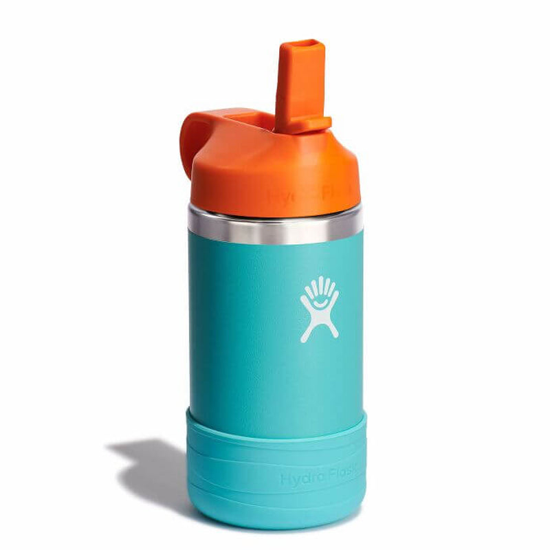 Hydro Flask Kids Wide Mouth Straw Lid with Boot Insulated Water Bottle - 12 Oz - Seaspray