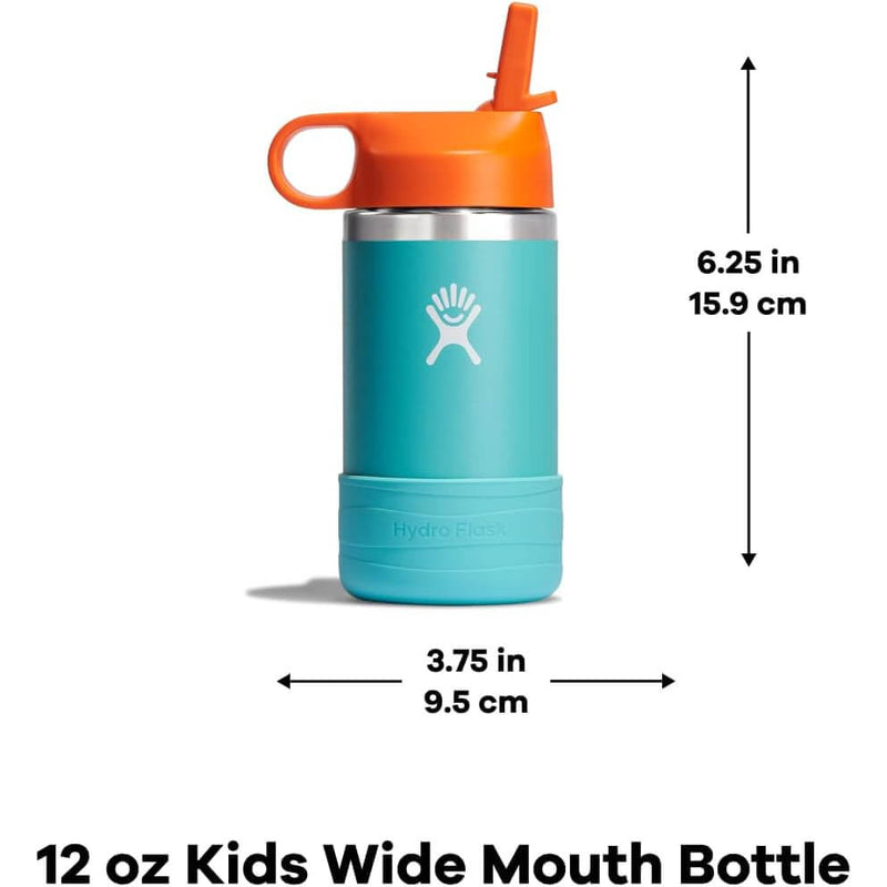 Hydro Flask Kids Wide Mouth Straw Lid with Boot Insulated Water Bottle - 12 Oz - Seaspray