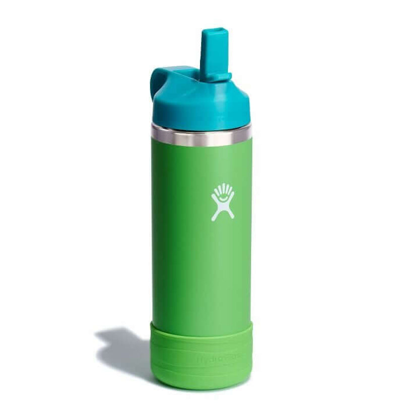 Hydro Flask Kids Wide Mouth Straw Lid with Boot Insulated Water Bottle - 18 Oz - Grass