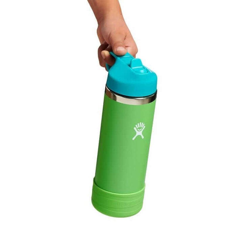 Hydro Flask Kids Wide Mouth Straw Lid with Boot Insulated Water Bottle - 18 Oz - Grass