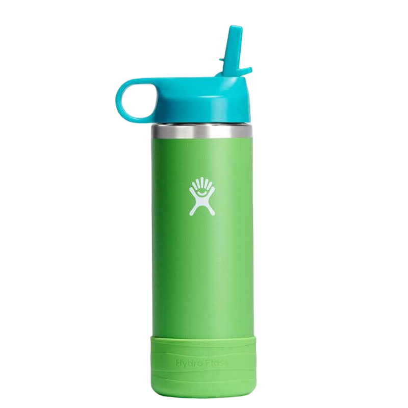 Hydro Flask Kids Wide Mouth Straw Lid with Boot Insulated Water Bottle - 18 Oz - Grass
