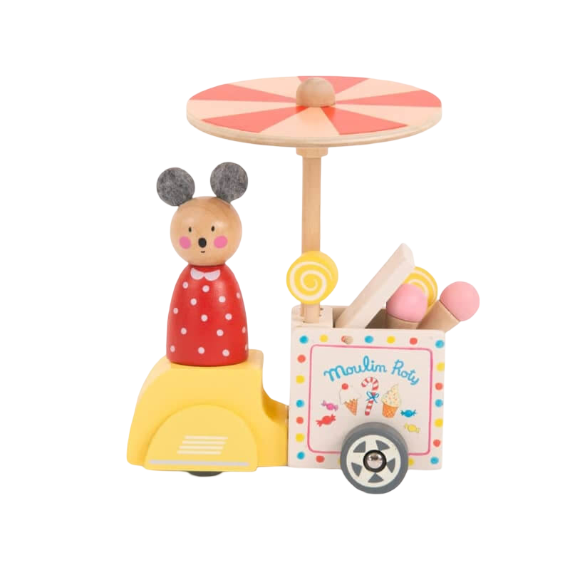 Moulin Roty La Grande Famille Ice Cream Delivery Tricycle with Nini 11x13.5cm