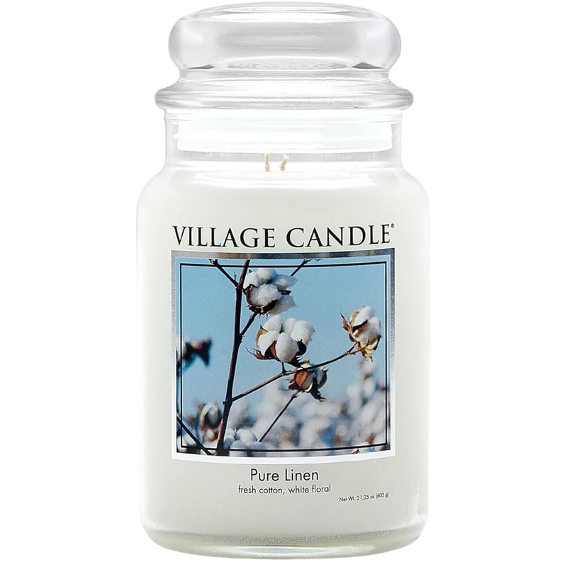 Village Candle Large Glass Apothecary Jar 26oz - Pure Linen