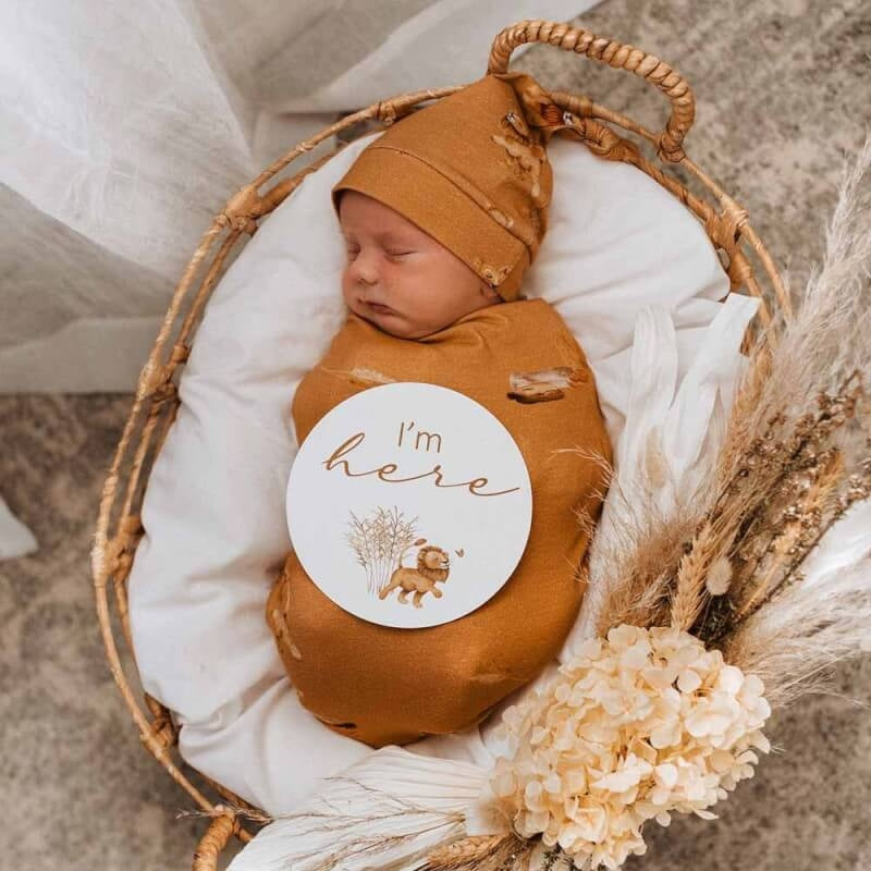 Snuggle Hunny Lion & Sunrise Gold Reversible Milestone Cards