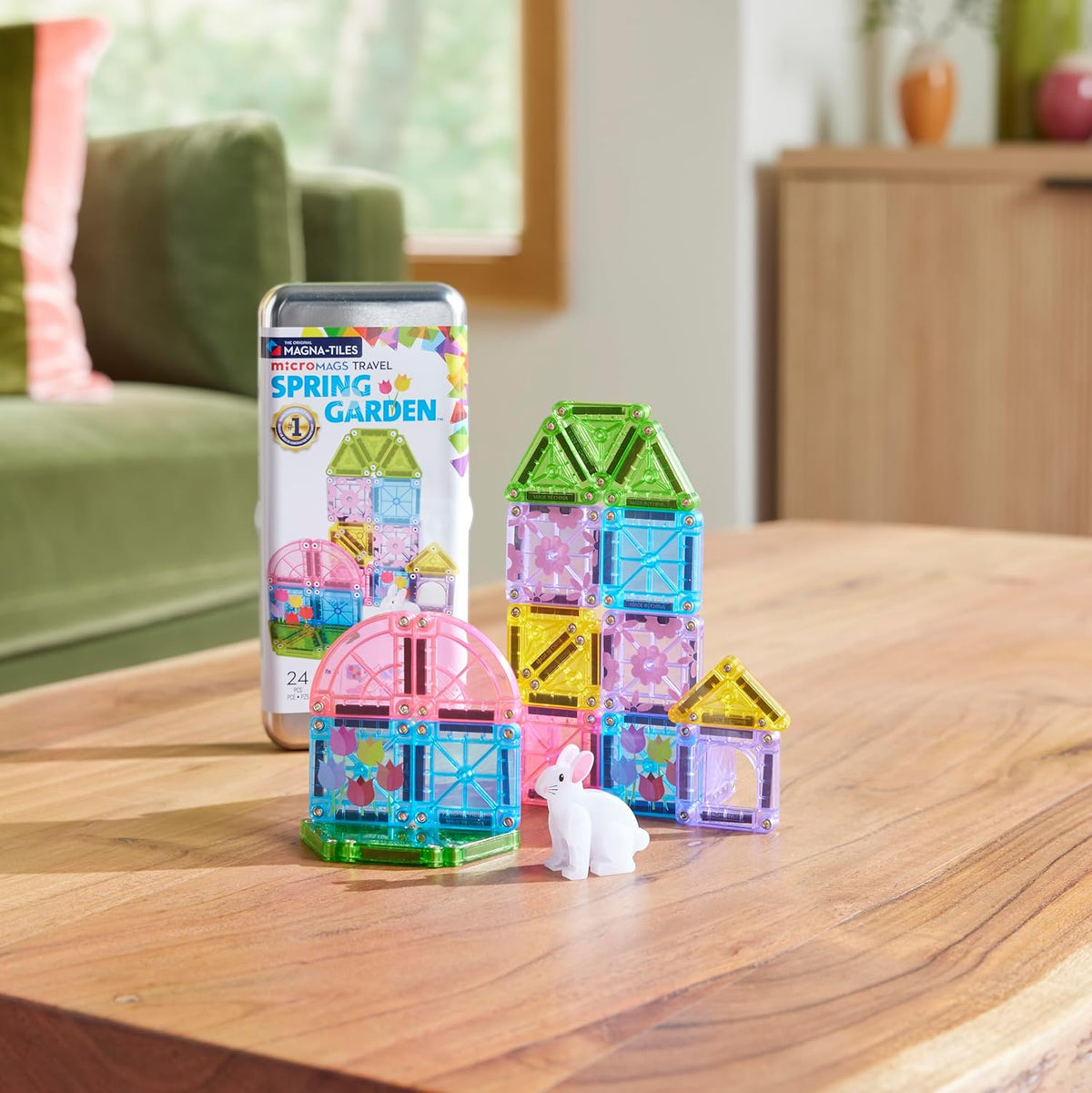 Magna-Tiles microMAGS 24-Piece Spring Garden Travel Set
