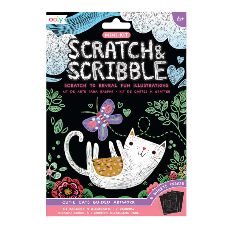 Ooly Mini Kit Scratch & Scribble - Cutie Cats (6 Sheets)