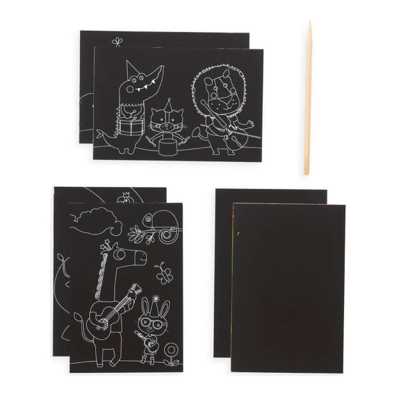 Ooly Mini Kit Scratch & Scribble - Safari Party (6 Sheets)