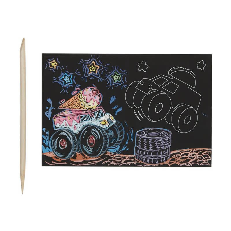 Ooly Mini Scratch & Scribble Art Kit - Monster Truck