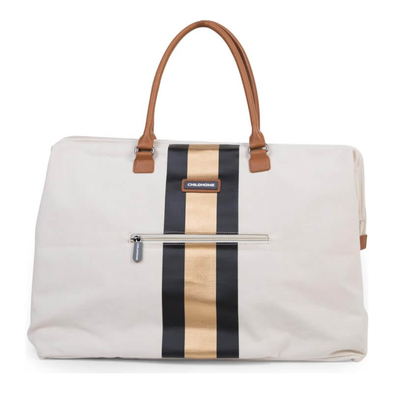 Childhome Mommy Nursery Bag - Off White Stripes Black/Gold