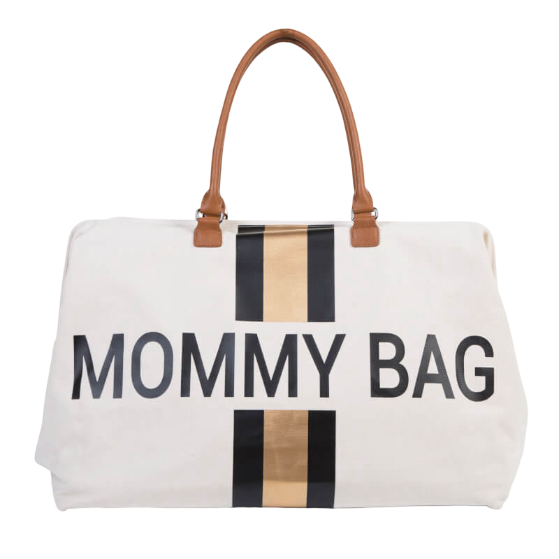 Childhome Mommy Nursery Bag - Off White Stripes Black/Gold