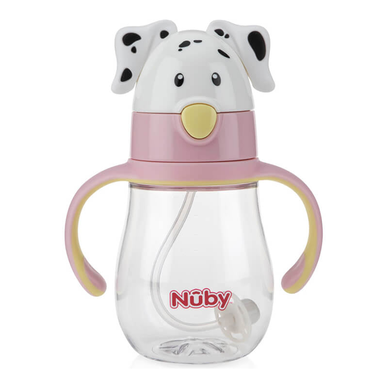 Nuby Dalmatian Tritan Flip It Cup with Silicone Thin Straw (13oz/400ml)