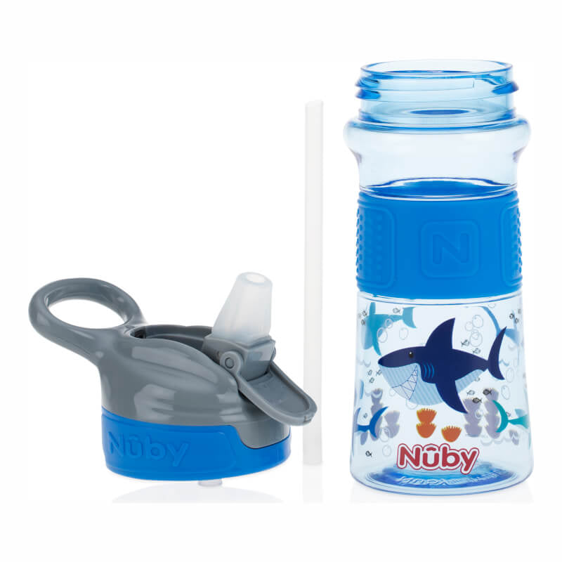 Nuby Soft Spout On the Go Sports Bottle with Push Button 360ml - Blue