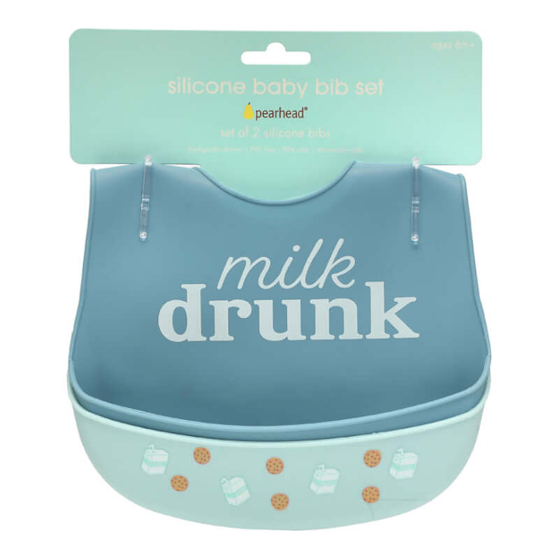 Pearhead Silicone Bib - Milk Drunk - 2-Pack