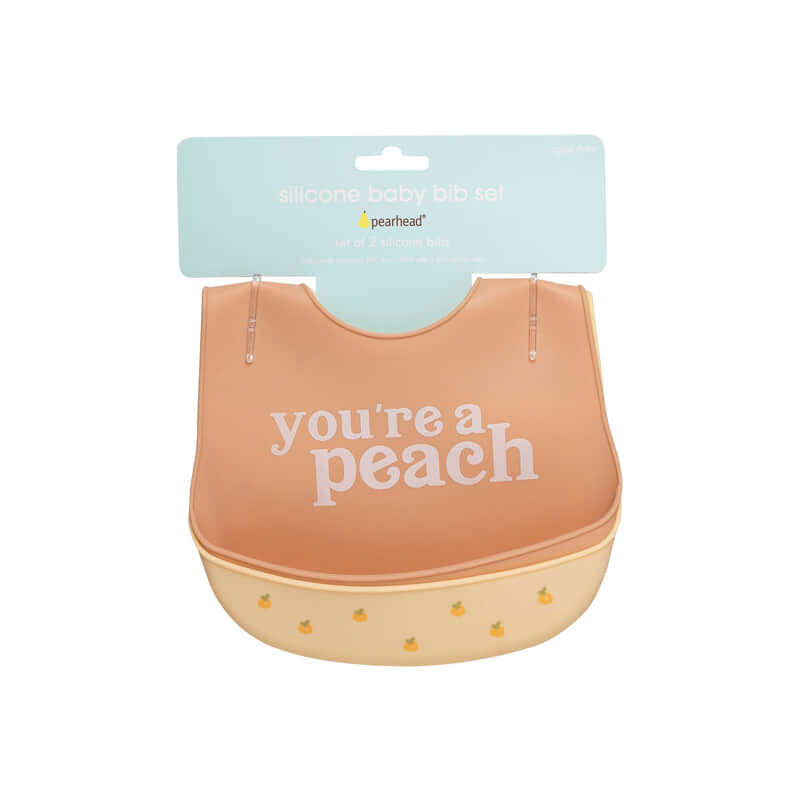 Pearhead Silicone Bib - You're a Peach - 2-Pack