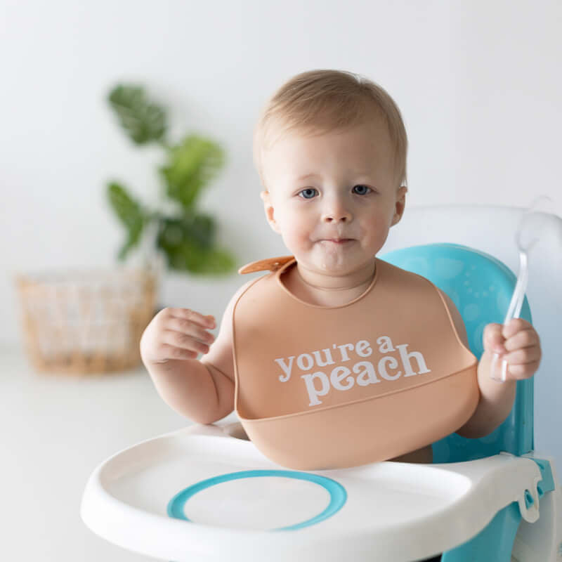 Pearhead Silicone Bib - You're a Peach - 2-Pack