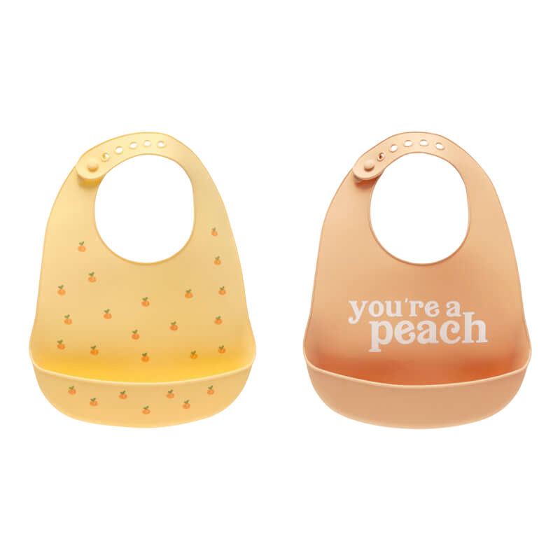 Pearhead Silicone Bib - You're a Peach - 2-Pack