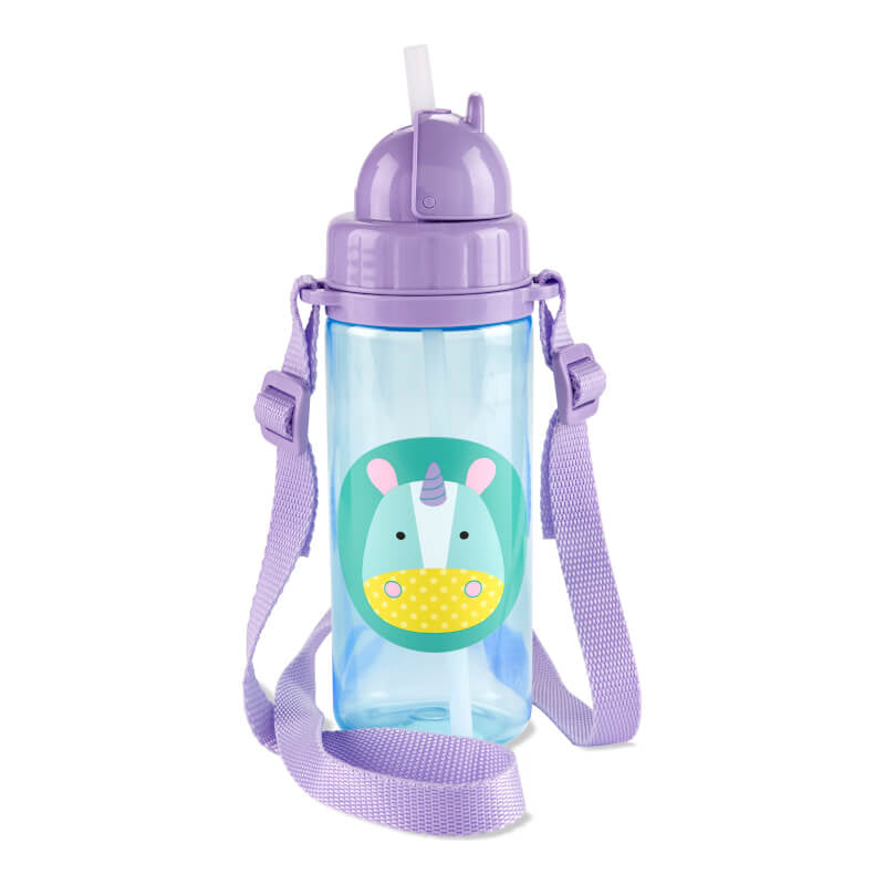 Skip Hop Zoo Straw Bottle with Shoulder Strap