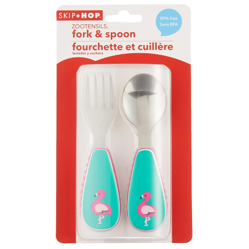 Skip Hop Zootensils Fork & Spoon - Flamingo