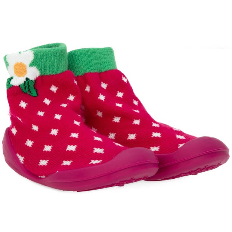 Nuby Snekz Sock & Shoe - Red with White Diamonds