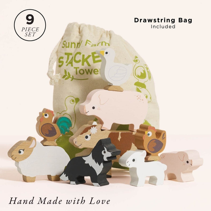 Le Toy Van Stacking Farmyard Animals & Bag
