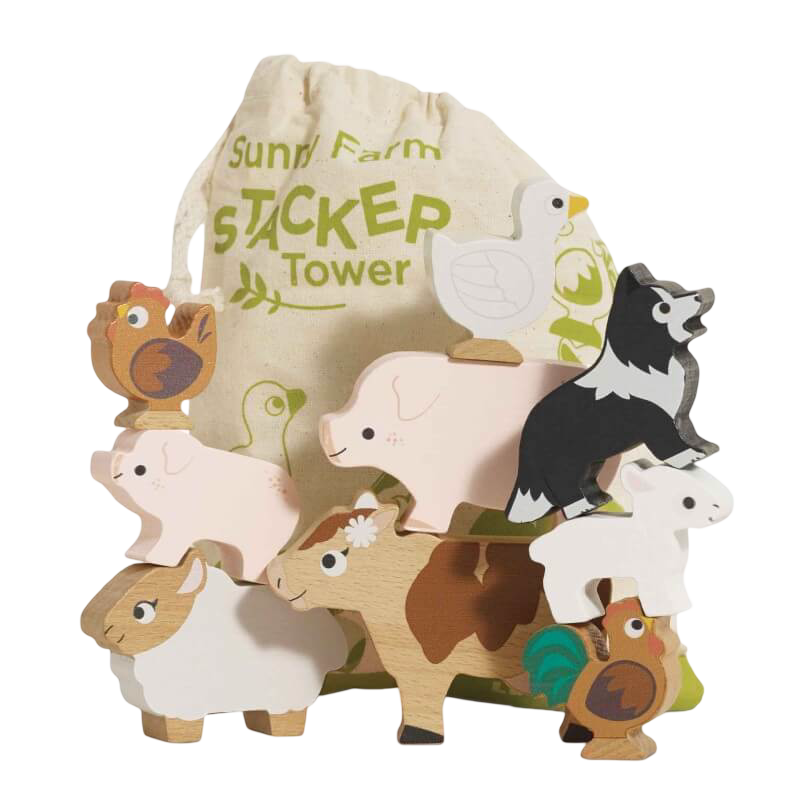 Le Toy Van Stacking Farmyard Animals & Bag