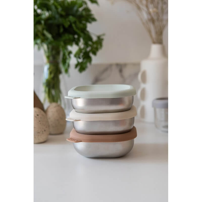 Beaba Stainless Steel Meal Boxes Set - Natural