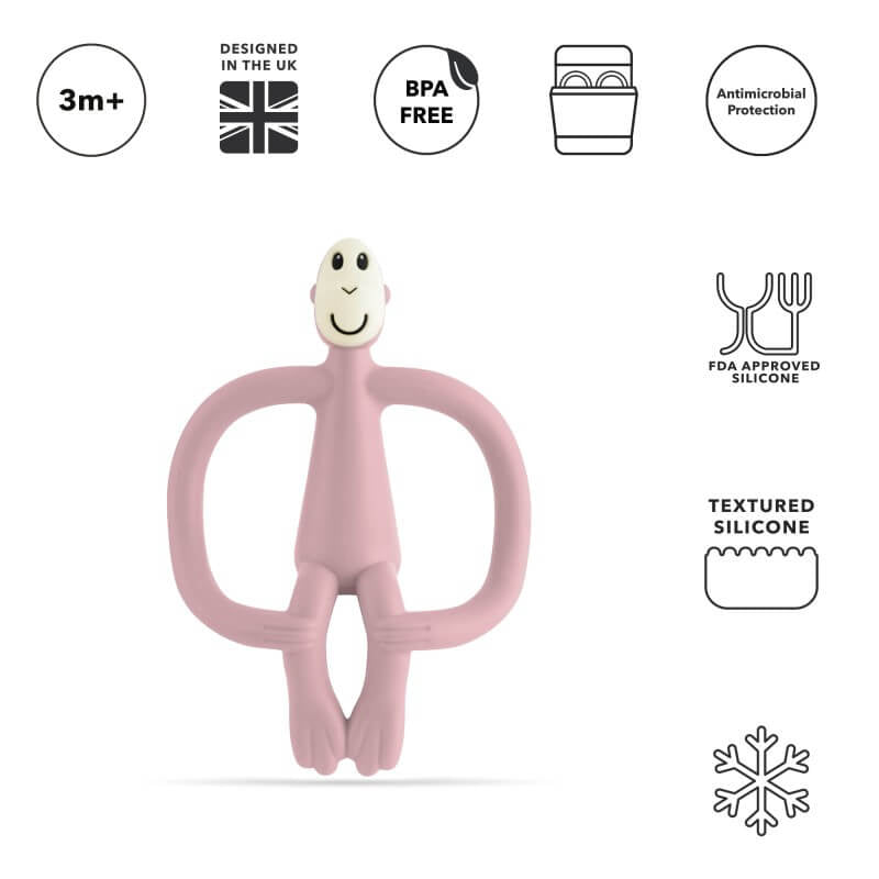 Matchstick Monkey Original Teething Toy With Tail - Dusty Pink