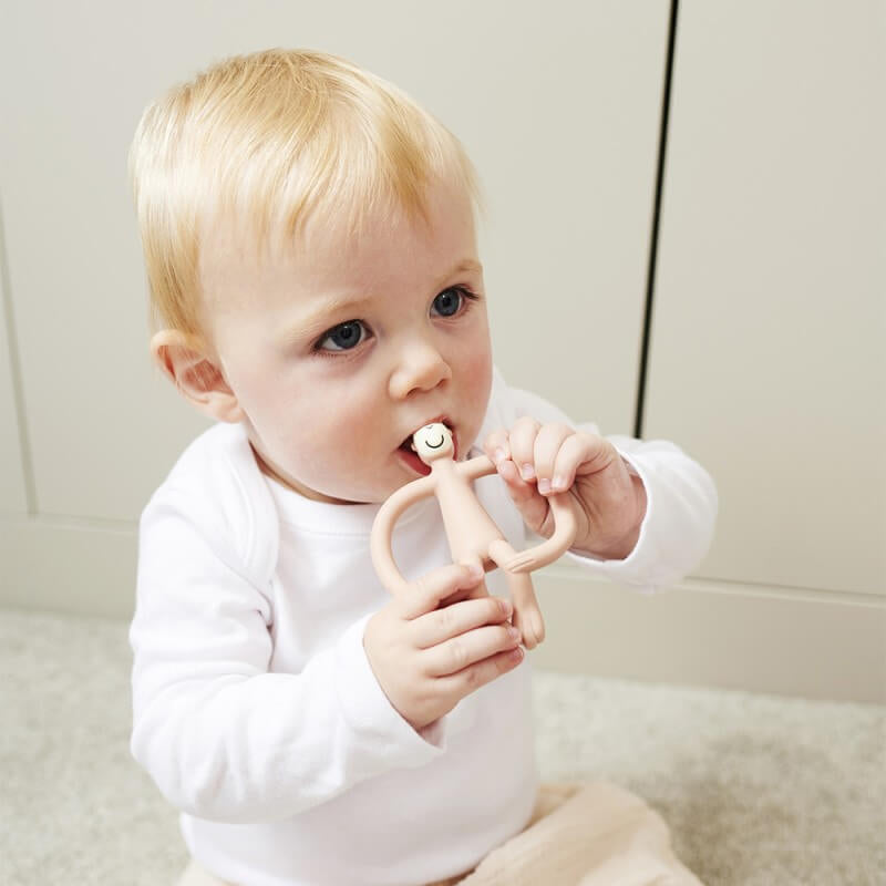Matchstick Monkey Original Teething Toy With Tail - Dusty Pink