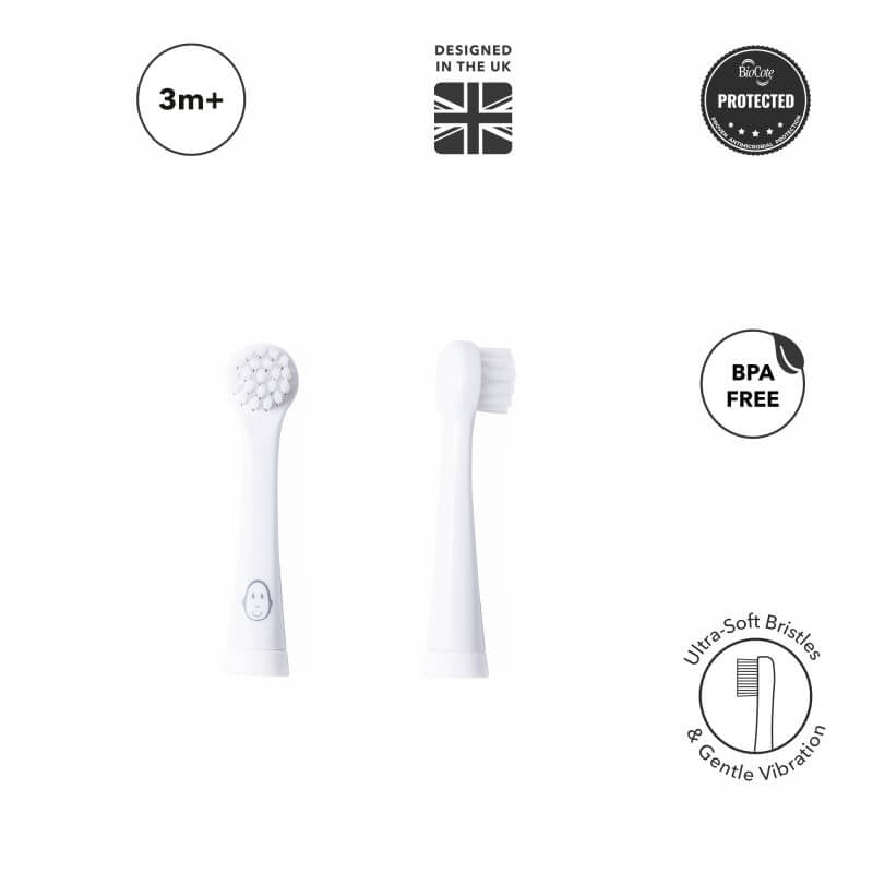 Matchstick Monkey Toothbrush Replacement Heads - White