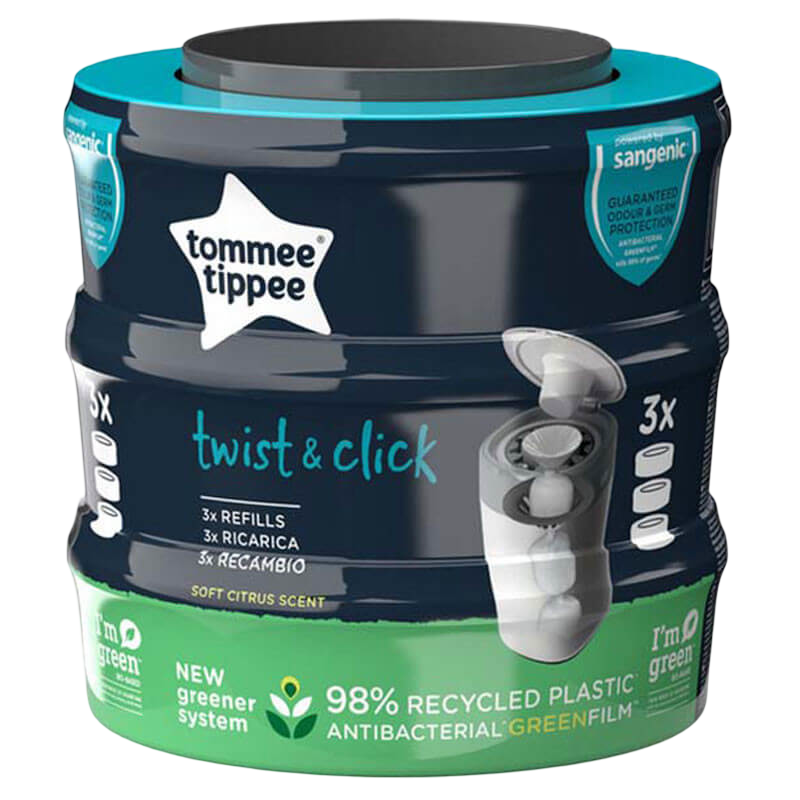 Tommee Tippee Twist & Click Advanced Nappy Disposal Cassette (3-Pack)