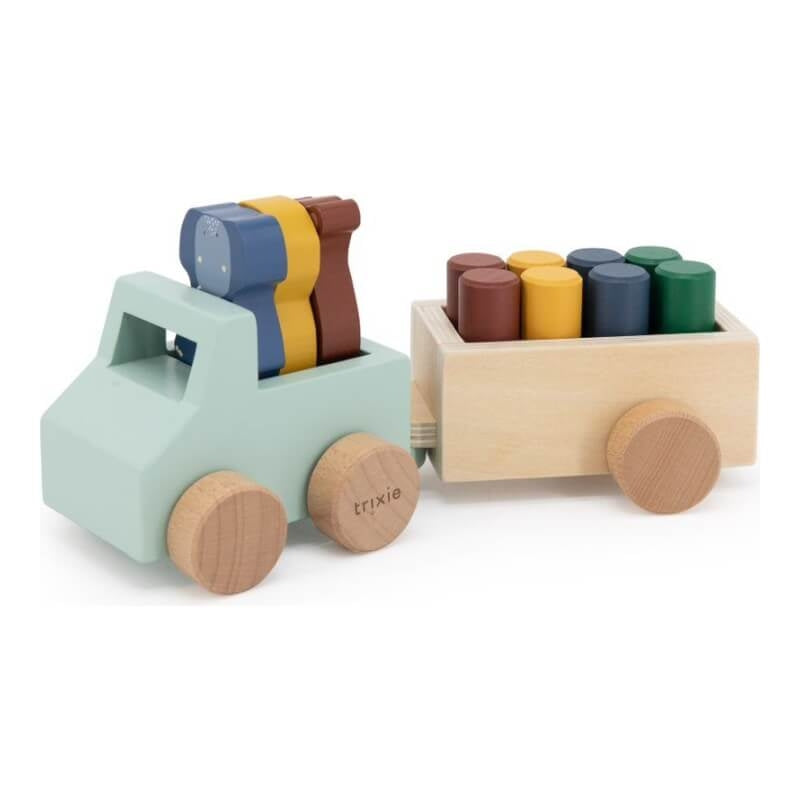 Trixie Wooden animal car with trailer