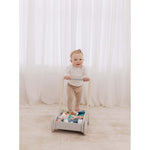 Bubble Wooden Baby Push Cart & Walker with 46 Building Blocks