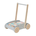 Bubble Wooden Baby Push Cart & Walker with 46 Building Blocks