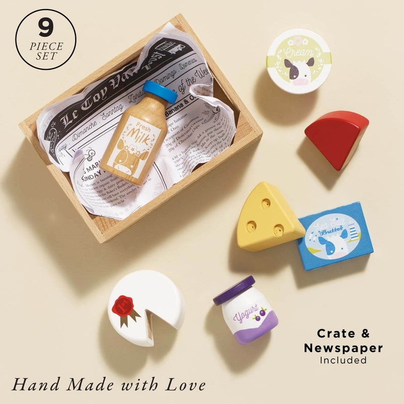 Le Toy Van Wooden Market Crate - Cheese & Dairy