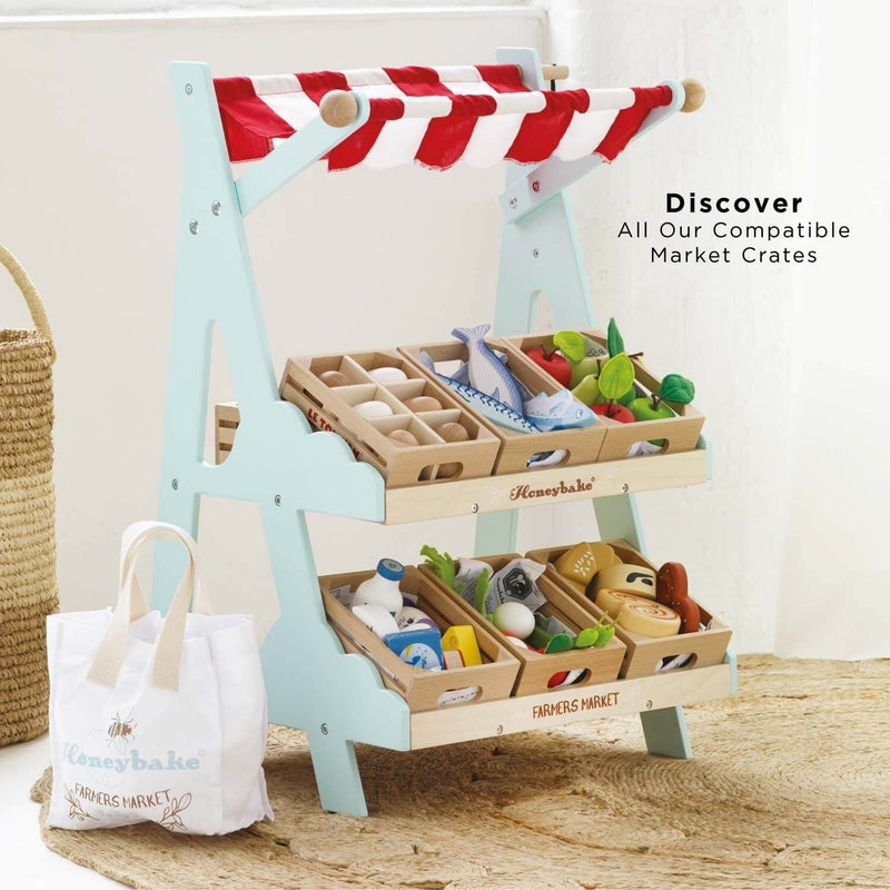 Le Toy Van Wooden Market Stall & Fruit Play Food Crate