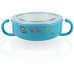Nuby Stainless Steel Printed Suction Bowl with Round Handles - Blue